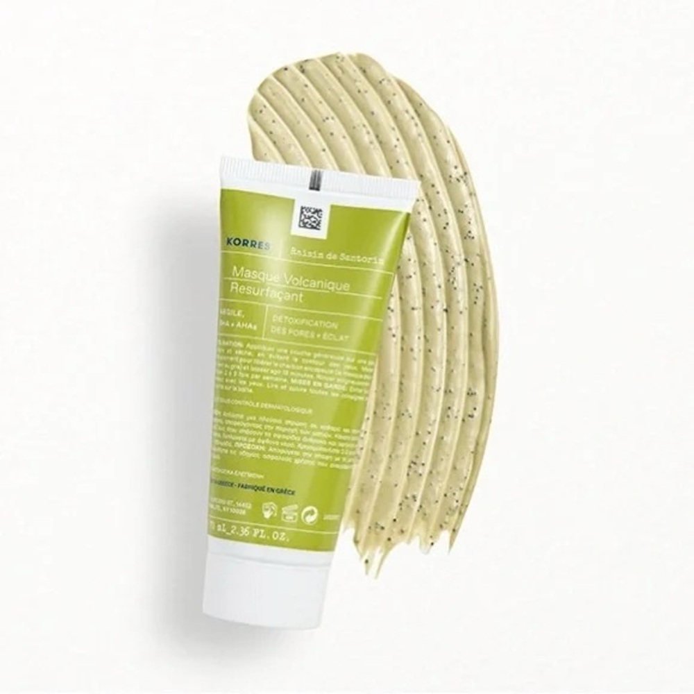 Korres Santorini Grape Volcanic Skin Reset Mask Clay, BHA, AHA New Full Size NWT